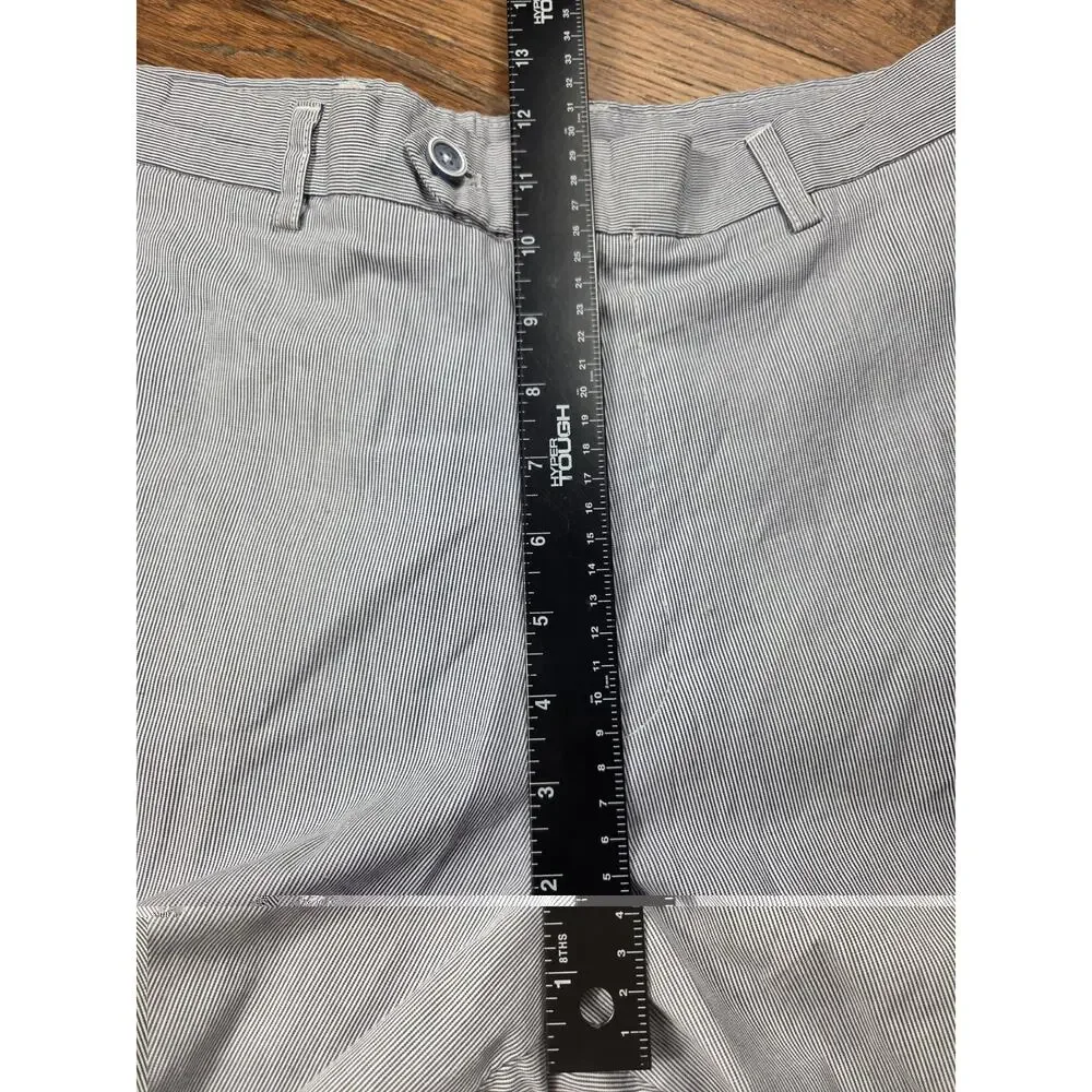Alan Flusser Mens Pants 34x30 Blue Gray Stripe Cotton Stretch Dress Chino